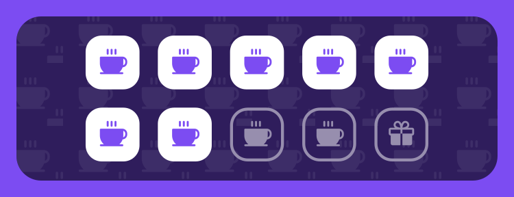 A ten-stamp coffee loyalty card: the tenth stamp is a free coffee